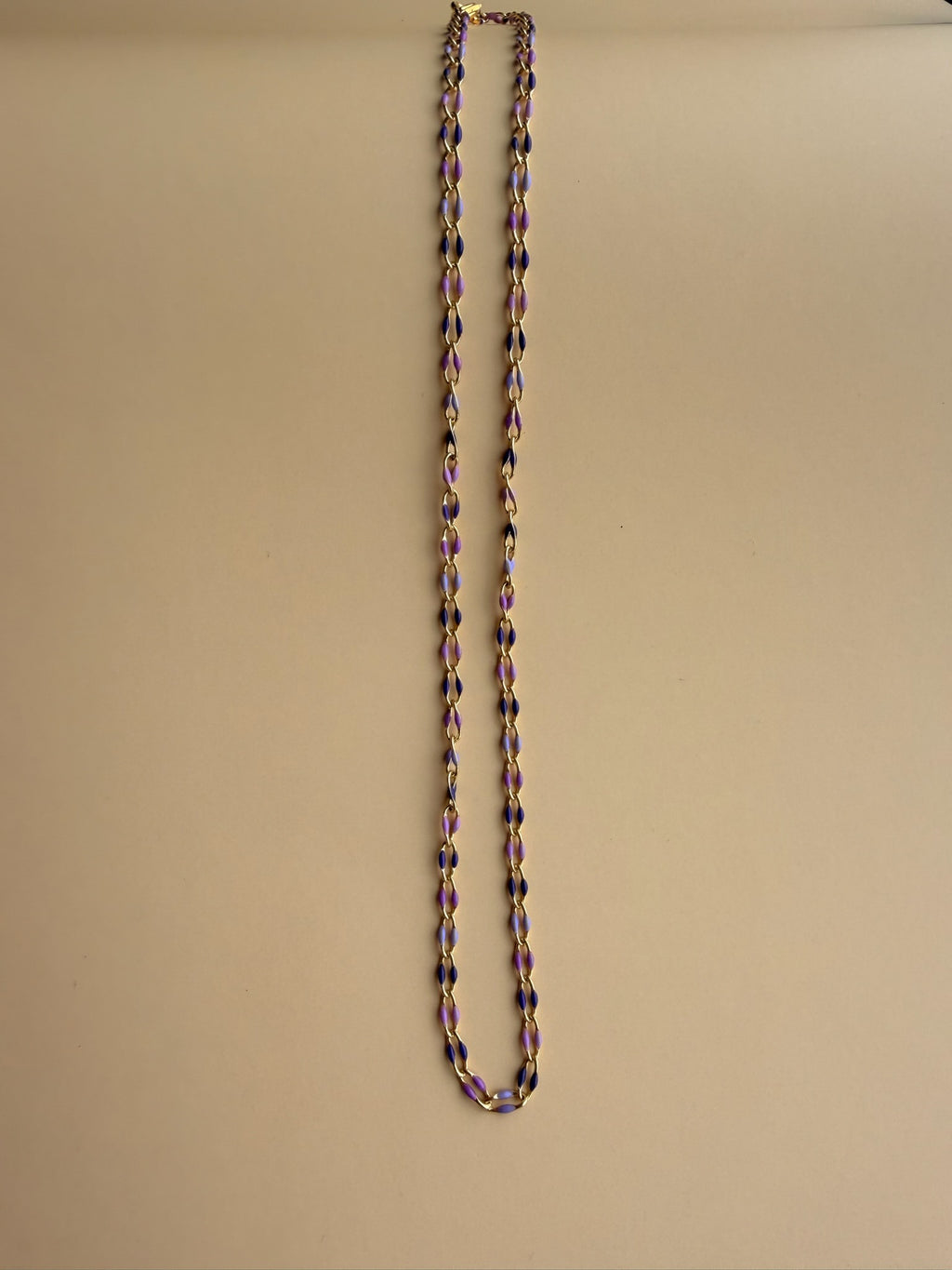 Purple Enamel Gold Chain
