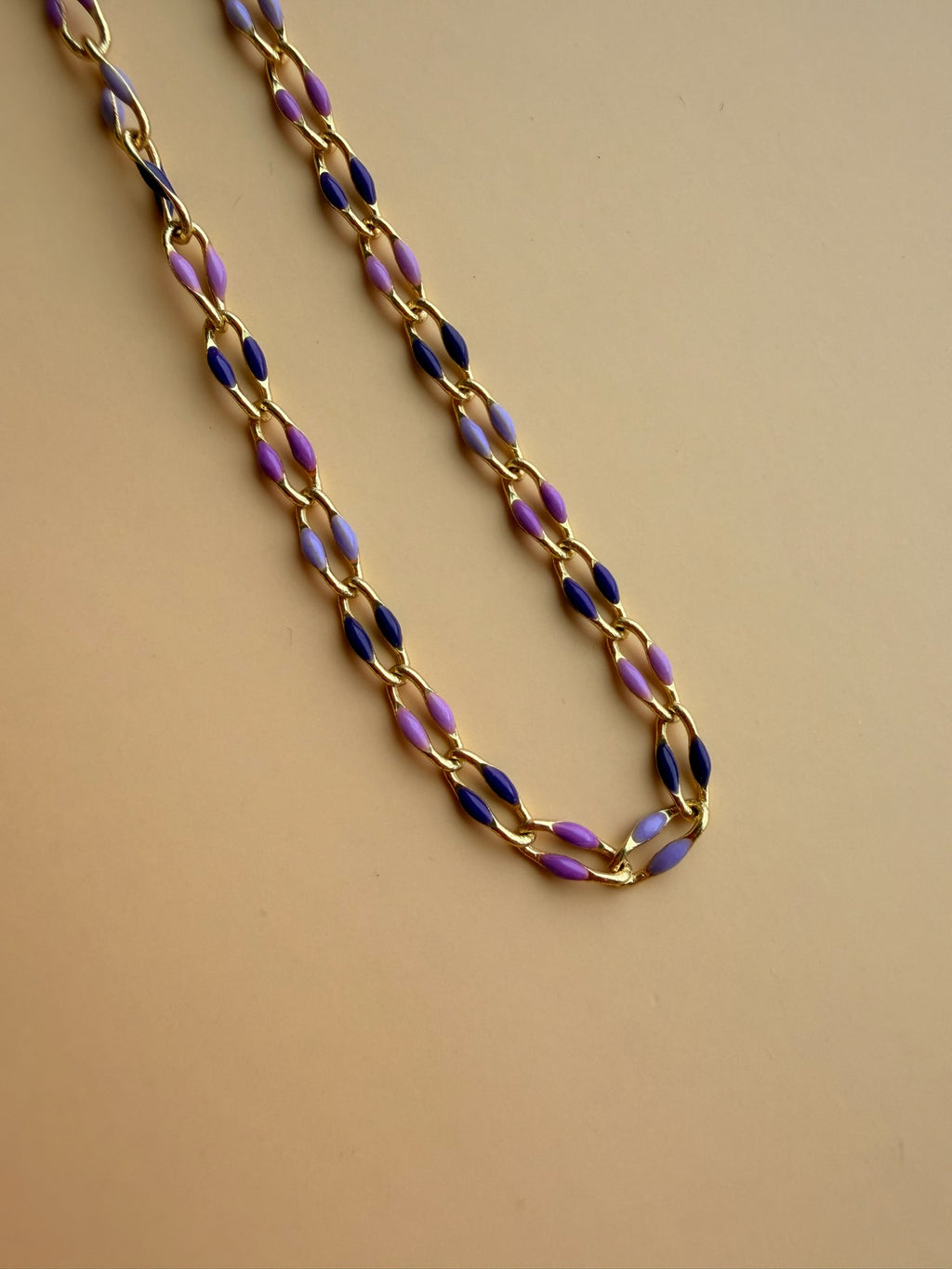 Purple Enamel Gold Chain